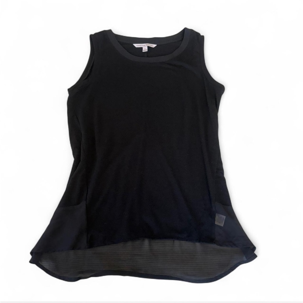 Adrienne Vittadini Black Sleeveless Tank with Sheer Hem